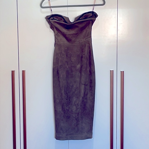 House Of CB London Pia Suedette Dress Taupe - Picture 9 of 13